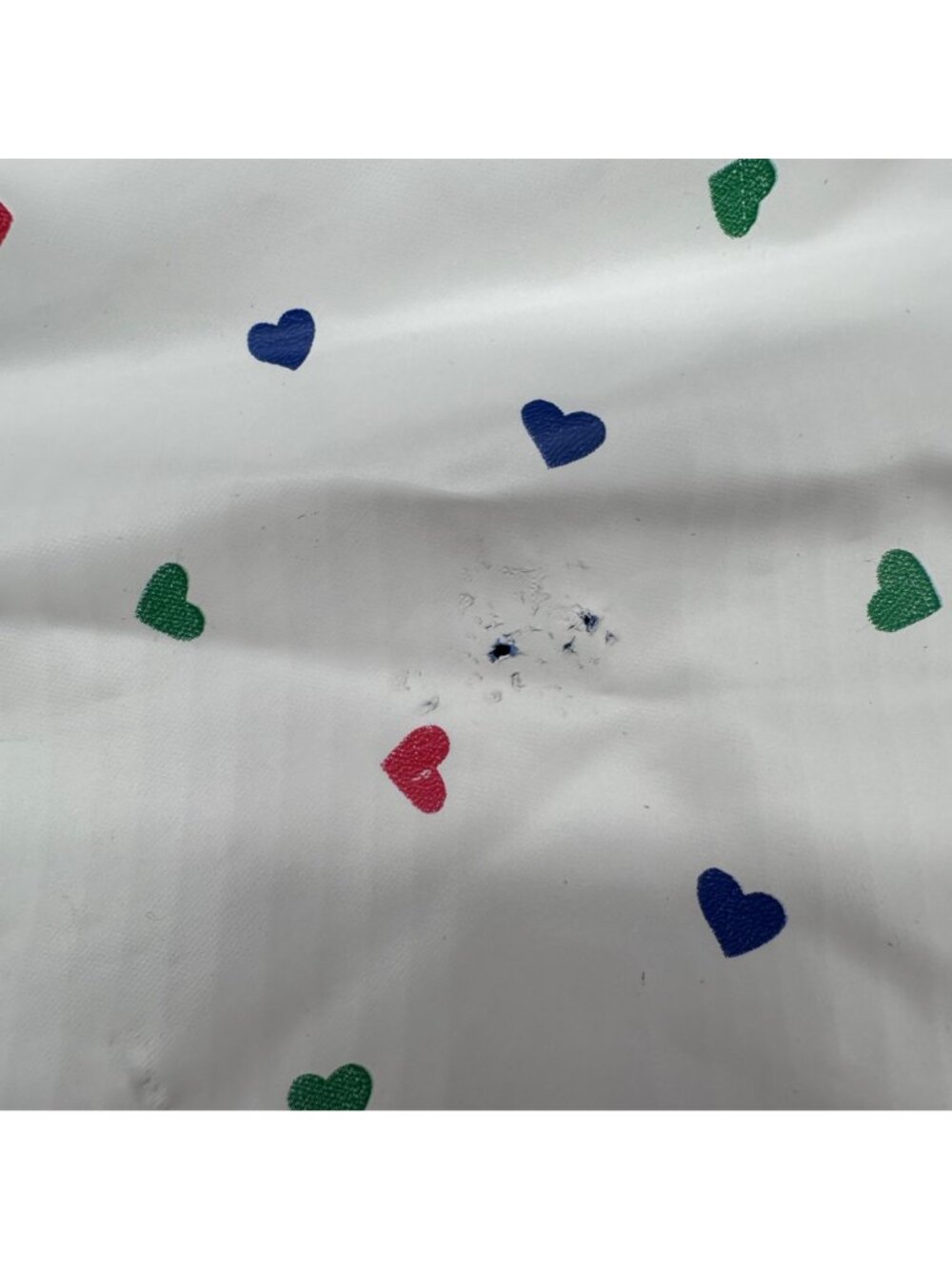 Vintage Girls Reversible Hooded Raincoat Jacket White Heart Blue 80s Size Large - Picture 8 of 13